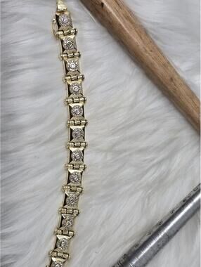 Heavy 14k Solid Gold 3.60ctw Diamond Link Bracelet 56.6g